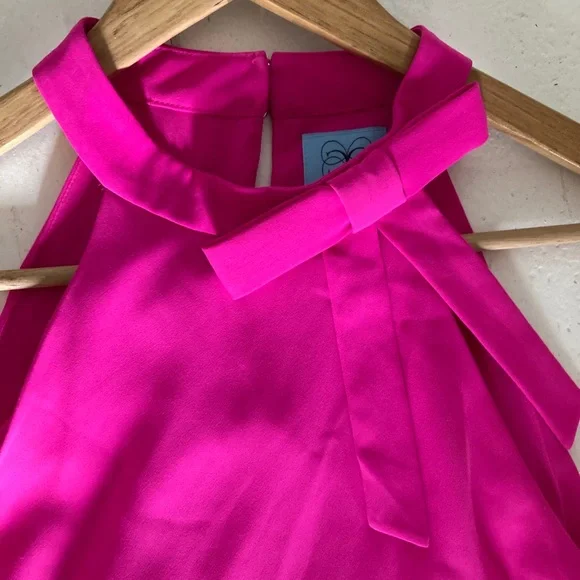 Cece bright pink shift dress bow neck size 6 - Picture 2 of 7